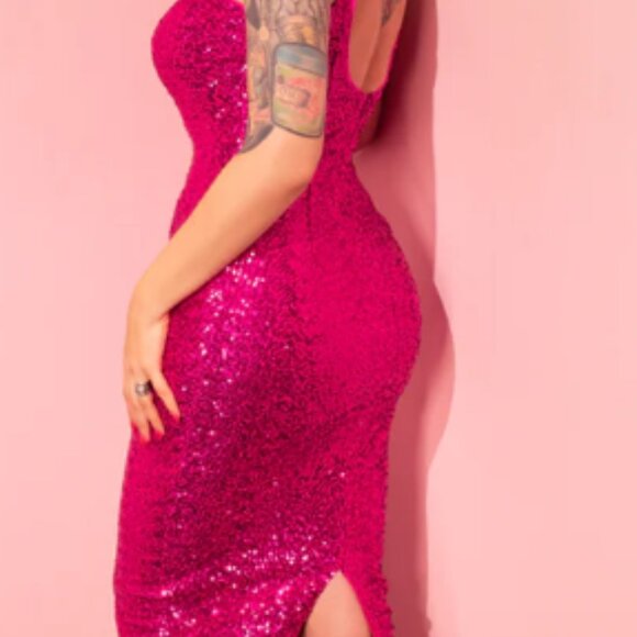 Micheline Pitt Vixen NWT XL Glitz and Glam Hot Pink - Picture 4 of 6